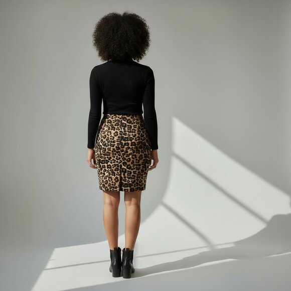 Leopard Print Pencil Skirt - Picture 2 of 2